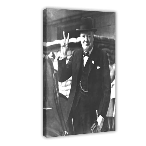 Impression sur toile Winston Churchill V for Victory | Décoration murale bureau avec cadre