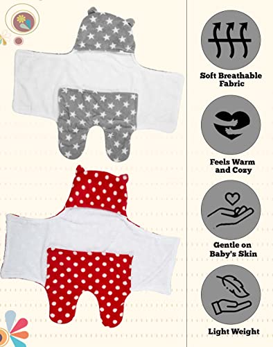 Image of New Born Multi-Purpose Baby Boy's and Baby Girl's Blanket and Sleeping Bag (Red Grey, 0-6 Months)