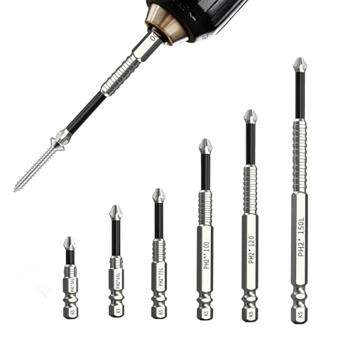 6 Stück Hochmagnetischer Schraubendreher-Bohrer-Satz, Magnetische Bits Set, Kreuzschlitz-Bitset mit Anti-Rutsch für Präzises Aufnehmen/Fixieren von Schrauben und Hochwertige Langlebigkeit