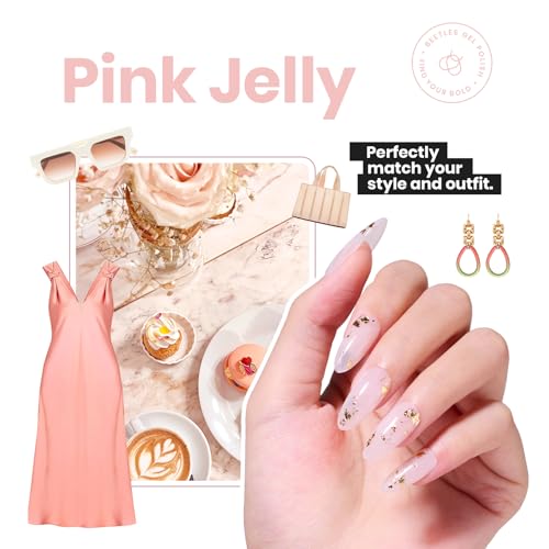 beetles nail concealer - 2 in 1 light pink jelly nail polish nail strengthener and growth fast dry quick jelly natural nail strengthener and growth treatment for thin and damaged nails051 fl oz
