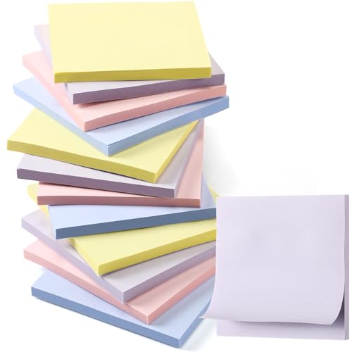 Thenshop 12 Pads Pastel Sticky Notes 3x3 50 Sheets