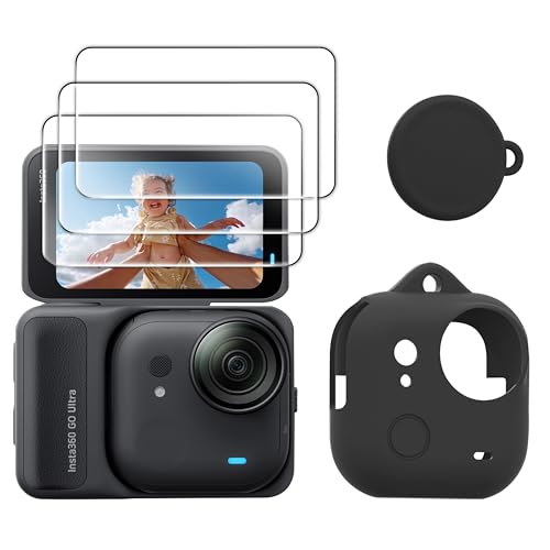 FiTSTILL INSTA 360 Go Ultra用保護セット、スクリーンプロテクター + シリコンケース + シリコンレンズプロテクター、INSTA 360 Go Ultra保護アクセサリー