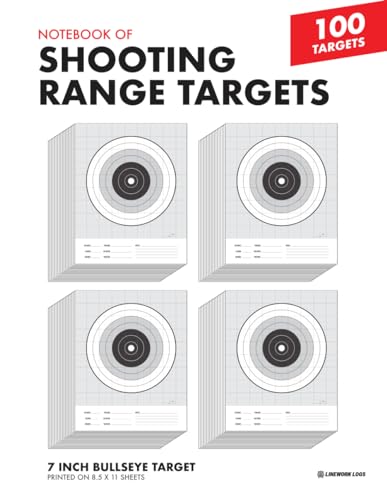 Notebook of Shooting Range Targets - 7 Inch Bullseye With MOA Measurements Grid: 100 Shooting Range Targets - Great Handguns, Pistols, Rifles, and ... - Ideal for Indoor and Outdoor Ranges