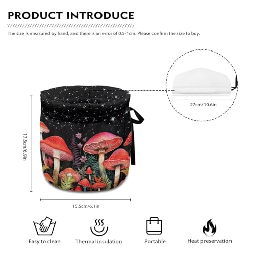 Image of Red Mushroom Kitchen Tea Cosy Breakfast Warmer Heat Preservation & Thermal Insulation Teapot Dust Cover Breakfast Warmer with Drawstring for Home Kitchen Dining Room Table