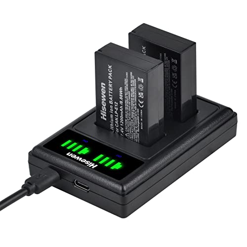 Hisewen LP-E12 Batería (2Pack), Cargador Dual USB para Canon EOS M, EOS M2, EOS M10, EOS M50, EOS M50 Mark II, EOS M100, EOS M200, Rebel SL1, Powershot SX70 HS Cámara.