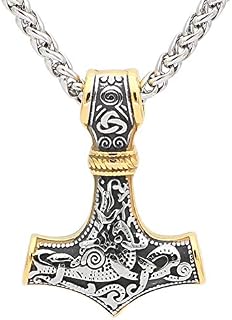 GuoShuang Viking thor hammer mjolnir necklace for men rune amulet noridc jewelry viking gift for men