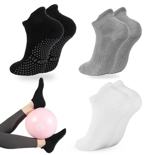 Image of loudashuaiqi Grip Pilates Socks Non Slip Athletic Yoga Socks with Grips for Women Grippy socks for Hospital Workout Barre