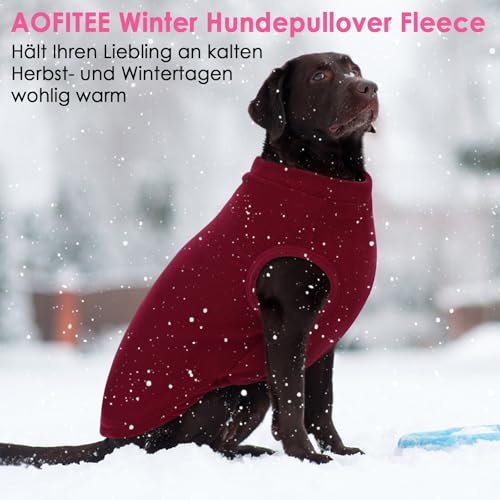 AOFITEE Hunde Pullover Fleece, Warmer Weihnachten Hundepullover Fleece Hundeweste, Weicher Hundepulli Elastischer Fleecepullover Winter Hundemantel Fleecepulli für Große Hunde, Rot XL