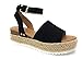 SODA Topic Topshoe Avenue Women's Open Toe Ankle Strap Espadrille Sandal (6.5 M US, Black)