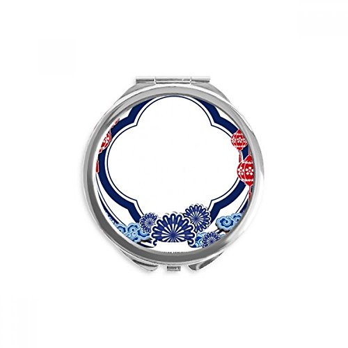 Miroir portable rond fleur bleue pour en finir avec le maquillage raté