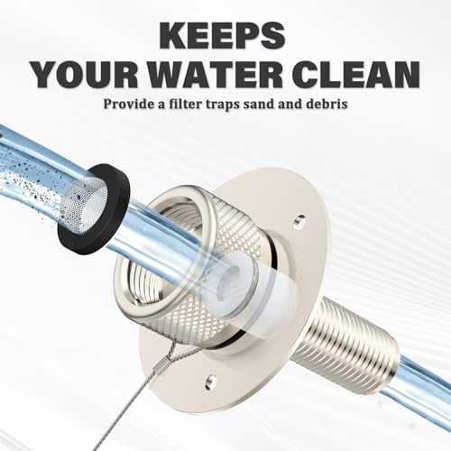Image of 2 Pack All Metal RV City Water Inlet with Check Valve RV Water Inlet -rv Water Fill Inlet Leak Proof & Universal Fit for RV Camper Motorhome Trailer Marine -Nickel