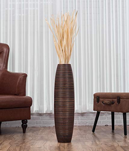 Image of Leewadee Large Floor Vase 26 inches Mango Wood for Pampas Grass, Dried Flowers