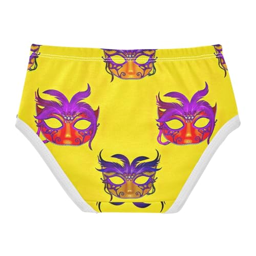 Toddler Girls Underwear 2t Cotton Girl Panties Cute Fun Print Briefs Girls Undies Colorful Mardi Gras Mask Yellow2