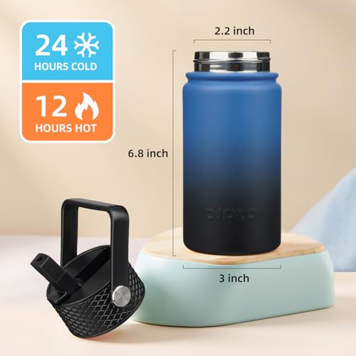 Image of BJPKPK Insulated Water Bottle, 15oz Stainless Steel with Straw Lid