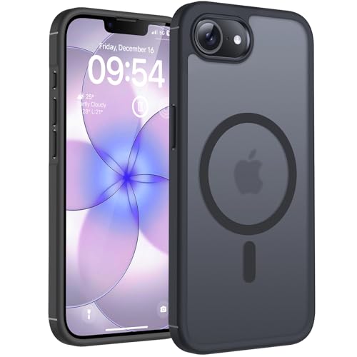 TOCOL für iPhone 17e Hülle 6 1 Zoll Kompatibel mit MagSafe Stoßfest Kratzfest Anti-Fingerabdruck Matt Transluzente Rückseite rutschfest Magnetisch Handyhülle für iPhone 17 e Case Schwarz