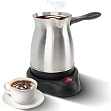 Glomora 600 ml elektrische türkische Kaffeemaschine, 600 W Edelstahl-Kaffeekanne mit Anti-Verbrühungsgriff, doppeltes Schutzsystem für Tee und Milch (EU plug)