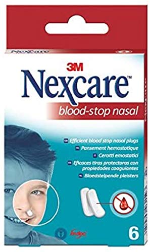 Nexcare Tampone Emostatico Nasale, Cerotti Emostatici per Adulti e Bambini, Rotolini Assorbenti Contro Sanguinamento Nasale, Emorragie Nasali e Cutanee, 6 Tamponi Emostatici in Cotone