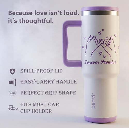 Image of Perch Hydro 1200ml Stainless Steel Tumbler with Handle & Straw | Double Wall Insulated Hot & Cold Flask | Valentine Gift Water Bottle for His & Her, Couples|with Premium Gift Box|Forever
