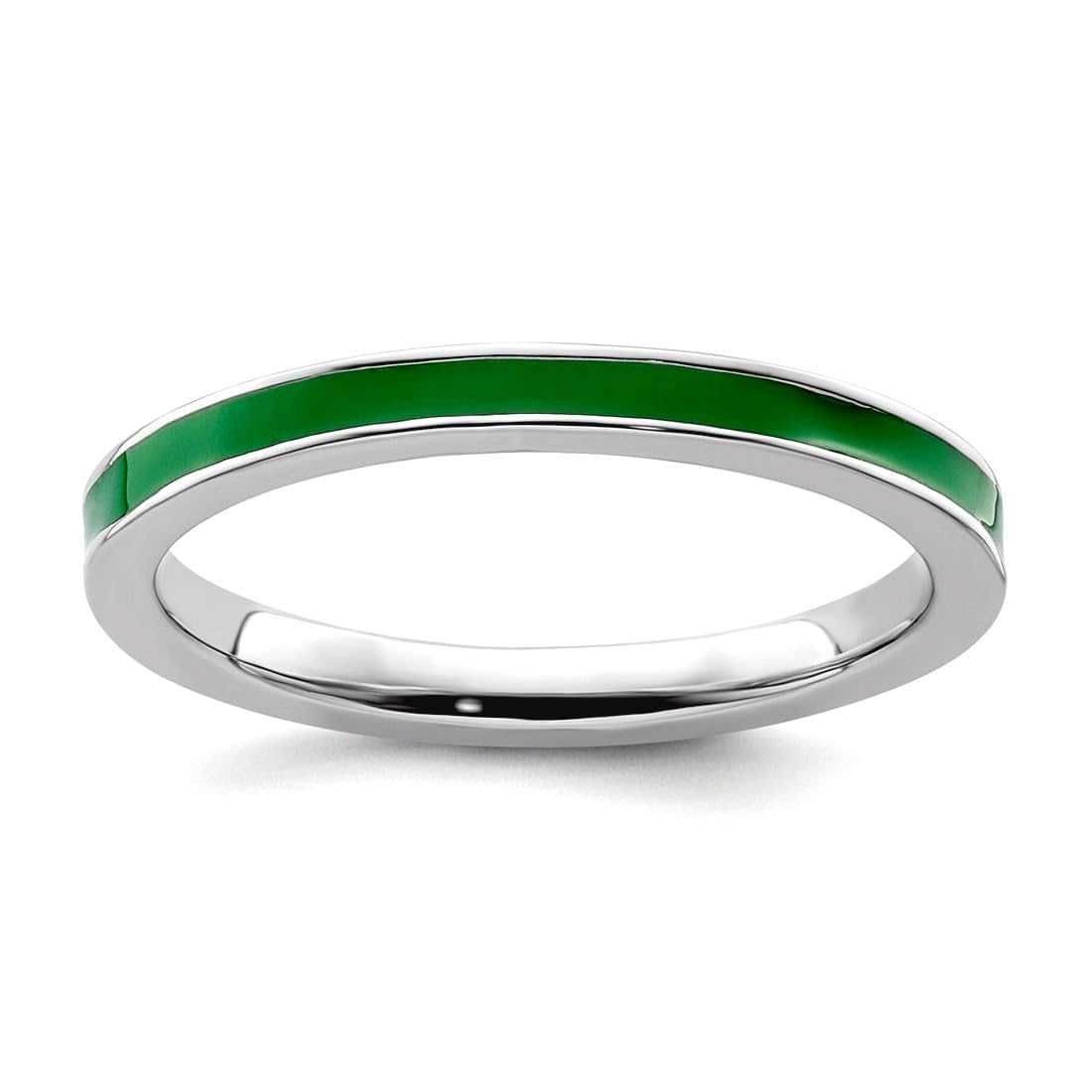 Bague empilable en argent 925 avec émail vert de haute joaillerie - 8