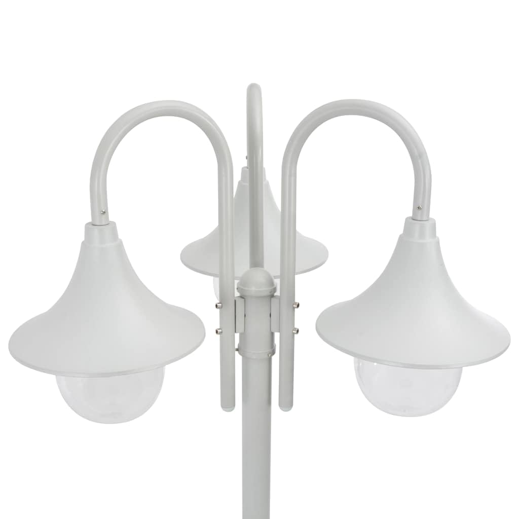 vidaXL Farolas de Jardín con 3 Luces Aluminio Blanca 220 cm Iluminación Patio