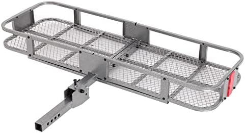 TITIMO 60″x21″x6″ Folding Hitch Mount Cargo Carrier – Luggage Basket Rack Fits 2″ Receiver – Rear Cargo Rack for SUV, Truck, Car(Includes Cargo Net, Ratchet Straps, Waterproof Cover) – 550LB Capacity TITIMO 60″x21″x6″ Folding Hitch Mount Cargo Carrier – Luggage Basket Rack Fits 2″ Receiver – Rear Cargo Rack for SUV, Truck, Car(Includes Cargo Net, Ratchet Straps, Waterproof Cover) – 550LB Capacity