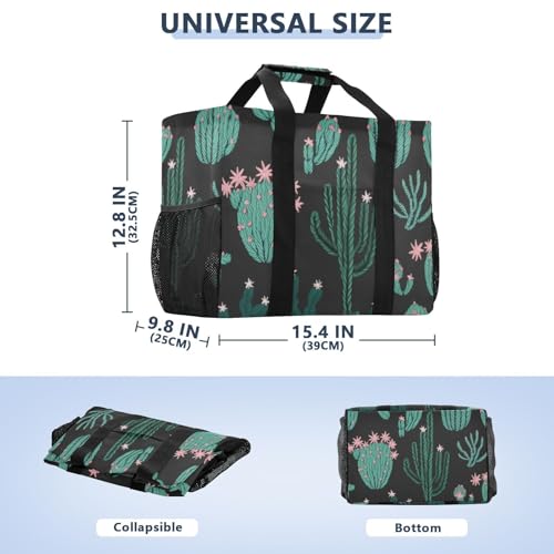 Cute Cactus Black Large Beach Bag Waterproof Beach Tote Bags for Women Travel Gym Pool3