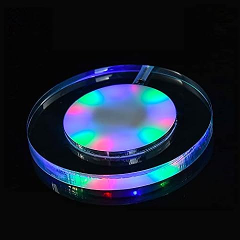 LED Coasters for Drinks, LAFEINA USB Rechargeable Light Up Acrylic Coaster for Bar Beer Beverage, Bottle Cup Luminous Mat for Party, Wedding, Bar Club (Round RGB) Cover