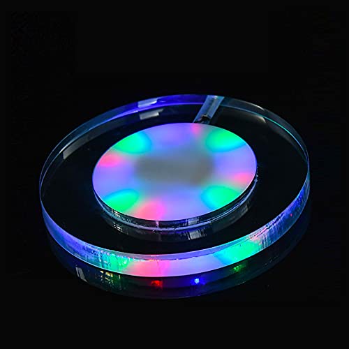 LED Coasters for Drinks, LAFEINA USB Rechargeable Light Up Acrylic Coaster for Bar Beer Beverage, Bottle Cup Luminous Mat for Party, Wedding, Bar Club (Round RGB)