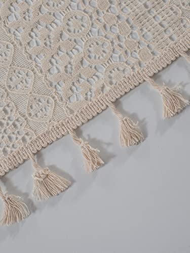 Abcadd Boho Kitchen Valances Tassels For Windows, Geometric Cotton Linen Darkening Curtains Farmhouse Geometric Rod Pocket Bathroom Window Treatment Valances For Living Room Bedroom #TOP5