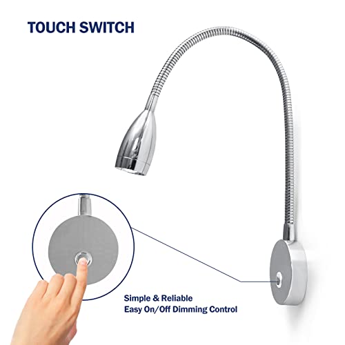 12V Reading Light Goose Neck Dimmable - Rv Fixture Led Bedside Spotlight Marine Book Lamp Has A Blue Circle Night Light Surface Mounted On Trailer Caravan Interior Touring Car Headboard Wall Light #TOP1