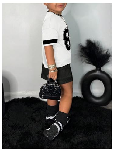 SOLY HUX Toddler Girl's Y2k Jersey Shirt Number Graphic Tees V Neck Short Sleeve Summer Tops Streetwear3