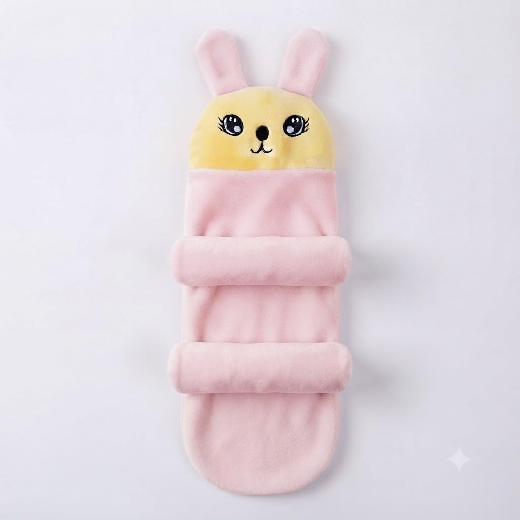 Pink Bunny Sleeping Bag Plush Toy for Cats and Small Dogs | Cosy Fleece Material, Cute Rabbit Design, Warm Pet Bed, Small Pet Size, Soft Plush Fabric-image-38