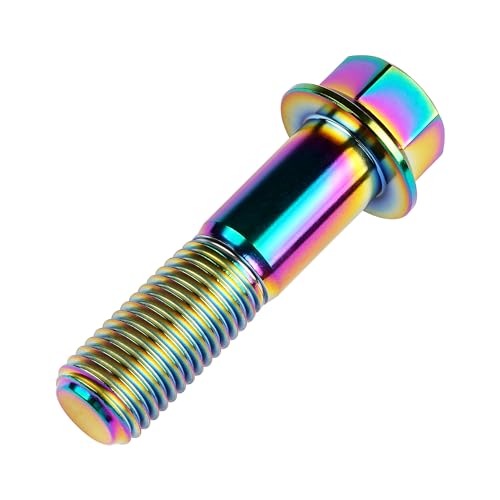 Image of Titanium Bolt Hex Small Flange Head M12x45mm Pitch 1.5, Rainbow | 30 35 40 45 50 55 60 65 70 75 80 85 90mm 1.25 /1.5mm Pitch Screws for Motorcycle Car Modification Pack of 4
