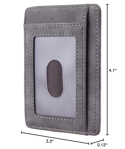 Image of Travelambo Slim Wallet Front Pocket Minimalist Leather RFID Blocking Medium Size