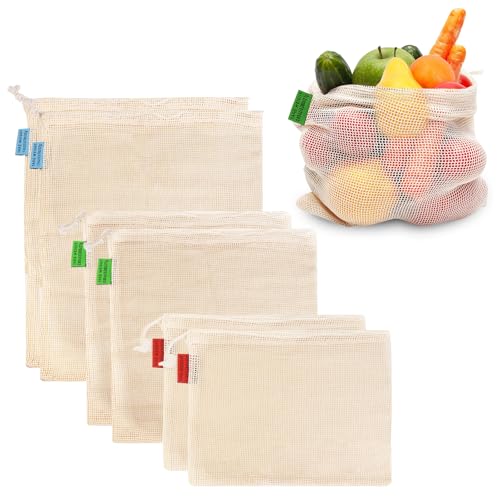 6 Pack Reusable Cotton Mesh Produce Bags