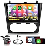 [4G+64G] Car Radio for Nissan Altima 2008-2012 with Wireless CarPlay Android Auto,9 NCH IPS Touch Screen Android 13 GPS WiFi Bluetooth DSP Audio HD Backup Camera (Manual A/C) (4G+64G)
