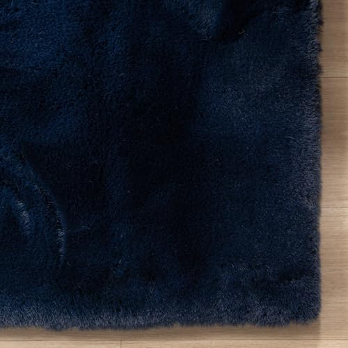 Tapis de salon doux bleu foncé pour réchauffer les sols froids en hiver - 7