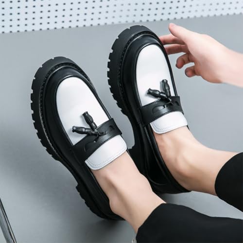 Platform Tassel Loafers for Men Round Toe Comfort Slip-On Business Dress Shoes for Business Casual Dress Prom Party3