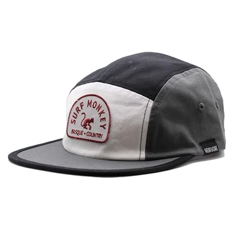 Image of Strapback 5 Panel Cap - Classic Jockey Cap - Baseball Cap for Men/Women Organic Cotton, Off White / Grey, One Size