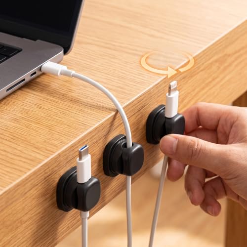 Cable Clips 6 Pack, Self Adhesive Cable Management Holder for Desk, Cord Organizer for Phone Charging USB HDMI Wire, Black - image 4