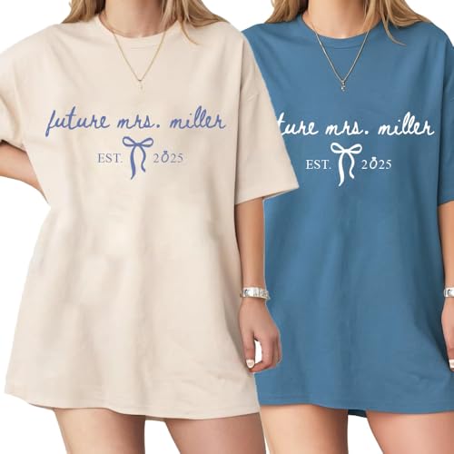 Image of Future Mrs. Engagement Shirt, Personalized Bride to Be T-Shirt with Custom Names and Date, Bridal Shower Gift Idea