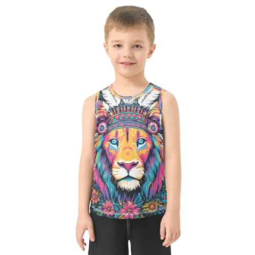Boys' Tank Top Shirt Colorful Lion Sleeveless T-Shirts2