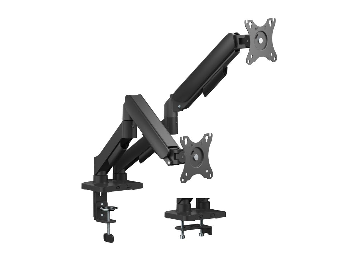Support de table pour 2 écrans rotation 360° et vérin à gaz ergonomique
