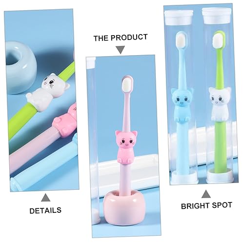 Ipetboom 3Stücke Weiche Zahnbürsten Cartoon Katzen Design Ergonomische Bürsten für Jahre Alte Mädchen und Jungen Sanfte für Empfindliches Zahnfleisch – Bild 8