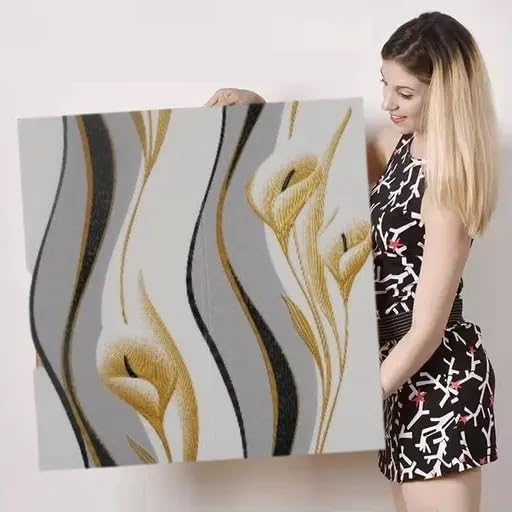 Image of CVD 3D Grey Pattern Wallpaper | Peel & Stick Self Adhesive Wallpaper | Waterproof & Removable | Home Decor for Bedroom, Living Room & TV Wall (70 x 70 cm, Approx. 5.8 Sq. Feet, 1 Piece)