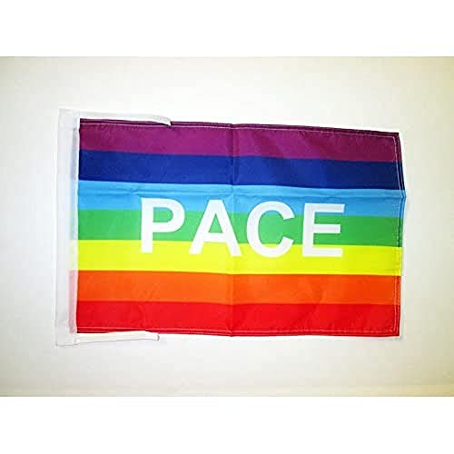 AZ FLAG, Rainbow Pace letter Flag, 18'' x 12'', 100% Polyester Peace Small Banner with Two Cords, Fade Resistant