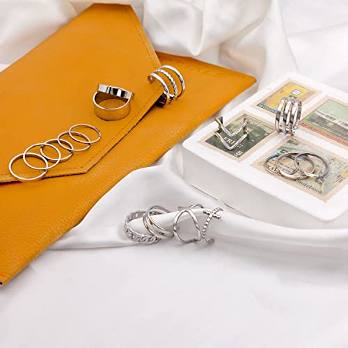 Yfstyle Knuckle Rings For Women Stainless Steel Rings Set Stackable Finger Rings Silver Knuckle Rings For Women Stackable Rings Sets Adjustable Knuckle Stackable Rings Midi Ring Set For Women-17Pcs #TOP1