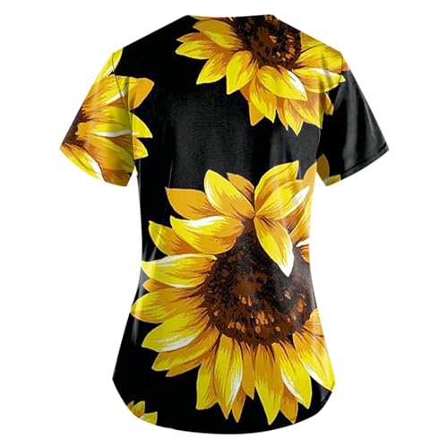 OIOLOYJM Printed Scrub Tops Women Short Sleeve V Neck Plus Size Scrubs for Womens Nursing Uniforms Shirts with Pockets