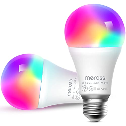 Meross WiFi スマートLED電球 E26 800lm 60W相当 電球色 昼白色対応 調光調色 RGBCW 1600万色 ハブ ブリッジ不要 Alexa/Google Home 対応 MSL120JP-VC