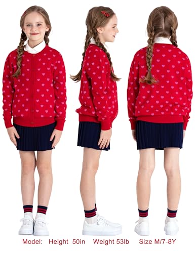 BOBOYOYO Girls Cardigan 100% Cotton Kids Heart Cardigan Sweater Valentines — view 2